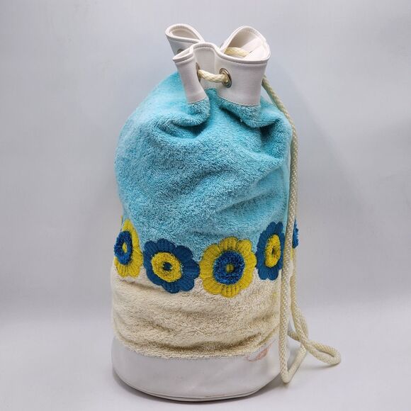 TOCCA Vintage RARE HTF Terrycloth Floral Beach Sack Backpack Bag - Picture 2 of 13